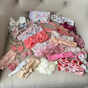 Assorted Kids Headbands Set - Pink, White, Cream